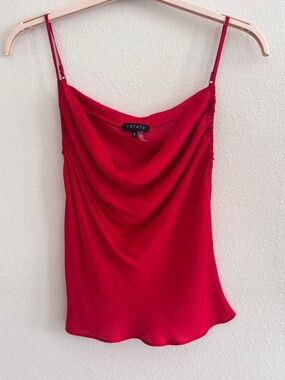1 State Bright Red Cowl Neck Spaghetti Strap Camisole, Size Small